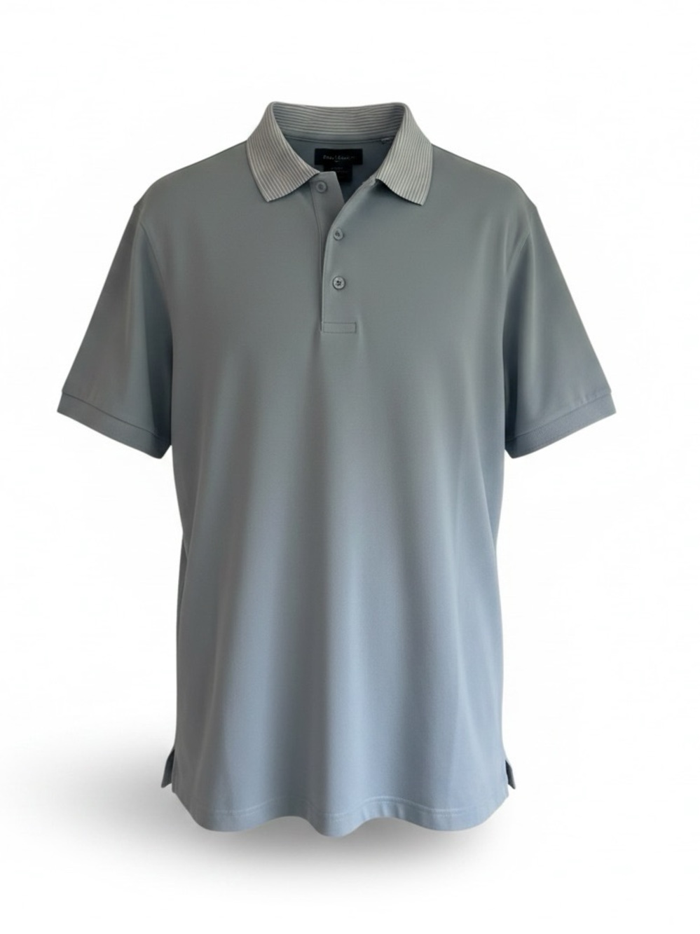 Lands End Mens 2XL Light Blue Polo Shirt Striped Collar Traditional Fit Cotton